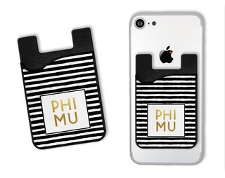 Phi Mu Gold Stripes Caddy Phone Wallet