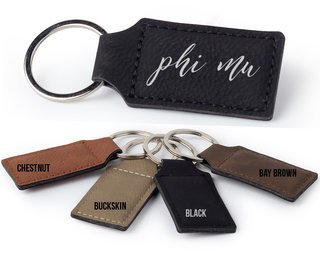 Phi Mu Script Faux Leather Keychain
