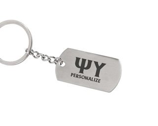 Psi Upsilon Dog Tag Style Custom Keychain
