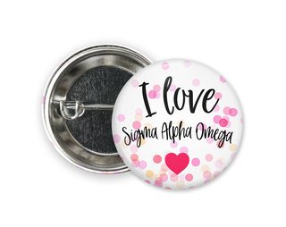 Sigma Alpha Omega I Love Heart Bursting Button