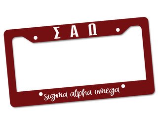 Sigma Alpha Omega License Plate Frame