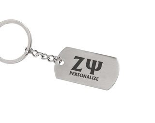 Zeta Psi Dog Tag Style Custom Keychain