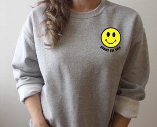 Gamma Phi Beta Smiley Face Embroidered Crewneck Sweatshirt