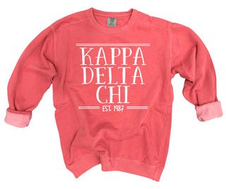 Kappa Delta Chi Comfort Colors Custom Crewneck Sweatshirt