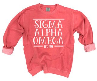 Sigma Alpha Omega Comfort Colors Custom Crewneck Sweatshirt