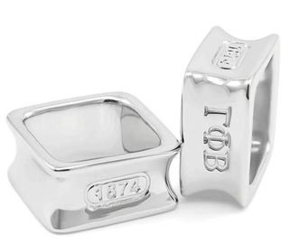Gamma Phi Beta Sterling Silver Square Ring