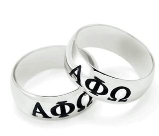 Alpha Phi Omega Sterling Silver Wide Band Ring