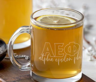 Alpha Epsilon Phi Letters Glass Mug