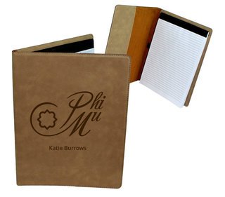 Phi Mu Mascot Leatherette Portfolio with Notepad