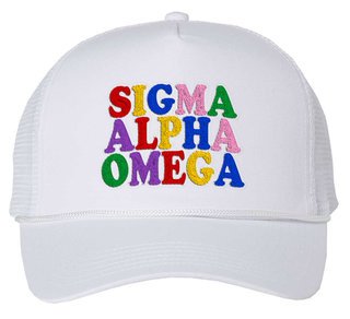 Sigma Alpha Omega Rainbow Trucker Hat