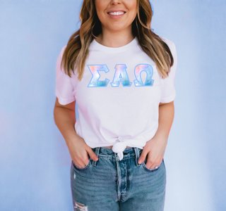 Sigma Alpha Omega Watercolor Print Lettered Tee