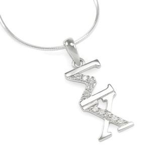 Sigma Chi Sterling Silver Lavaliere set with Lab-Created Diamonds
