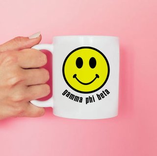 Gamma Phi Beta Smiley Face Coffee Mug - Personalized!