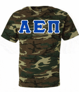 DISCOUNT- Alpha Epsilon Pi Lettered Camouflage T-Shirt