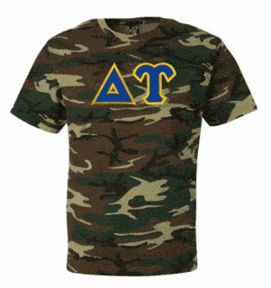 DISCOUNT- Delta Upsilon Lettered Camouflage T-Shirt