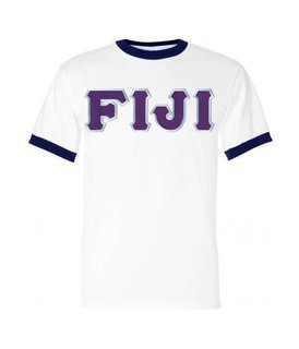 DISCOUNT- FIJI Fraternity Lettered Ringer Shirt