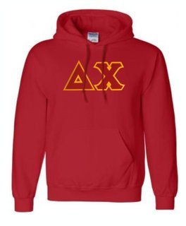DISCOUNT Delta Chi Lettered Hooded Sweatshirt