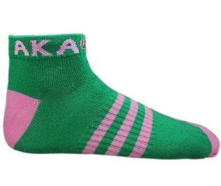 Alpha Kappa Alpha Ankle Socks - Green With Pink