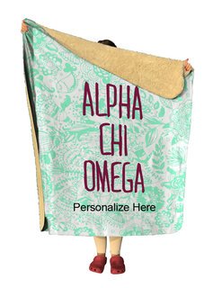 Alpha Chi Omega Floral Sherpa Lap Blanket