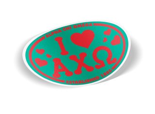 Alpha Chi Omega I Love Sorority Sticker - Oval