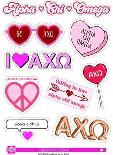 Alpha Chi Omega Love Theme Stickers