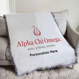 Alpha Chi Omega Real Strong Women Afghan Blanket Throw