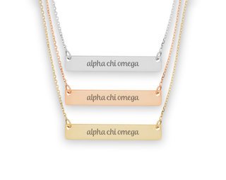 Alpha Chi Omega Script Bar Necklace