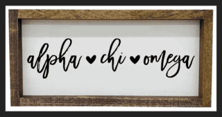 Alpha Chi Omega Script Wooden Signs