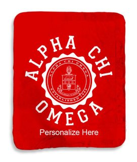 Alpha Chi Omega Seal Sherpa Lap Blanket