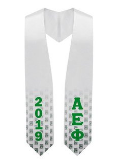 Alpha Epsilon Phi Greek Lettered Graduation Sash Stole With Crest