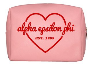 Alpha Epsilon Phi Pink with Red Heart Makeup Bag