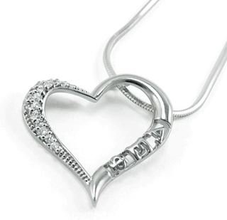 Alpha Epsilon Phi Sterling Silver Heart Pendant Lavaliere with lab created diamonds