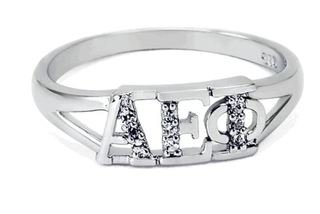 Alpha Epsilon Phi Sterling Silver Ring set with Lab-Created Diamonds