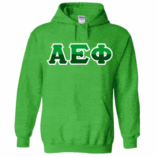 Alpha Epsilon Phi Two Tone Greek Lettered Hooded Sweatshirt