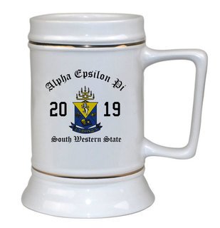 Alpha Epsilon Pi Ceramic Crest & Year Ceramic Stein Tankard - 28 ozs!
