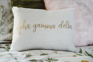 Alpha Gamma Delta Gold Imprint Throw Pillow