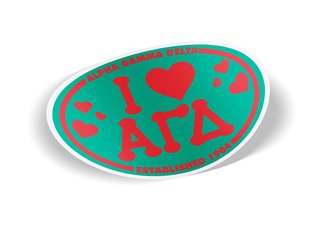 Alpha Gamma Delta I Love Sorority Sticker - Oval