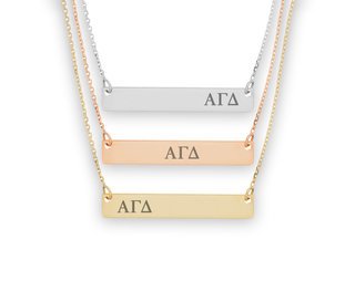 Alpha Gamma Delta Letters Bar Necklace