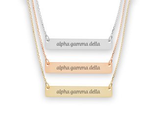 Alpha Gamma Delta Script Bar Necklace