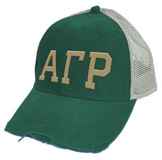 Alpha Gamma Rho Distressed Trucker Hat
