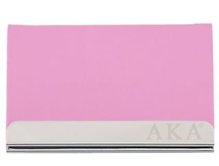Alpha Kappa Alpha Pink Engraved Business Card Holder