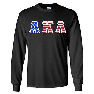 Alpha Kappa Lambda Greek Letter American Flag long sleeve tee