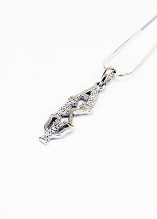 Alpha Kappa Psi Sterling Silver Lavaliere set with Lab-Created Diamonds