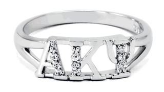 Alpha Kappa Psi Sterling Silver Ring set with Lab-Created Diamonds