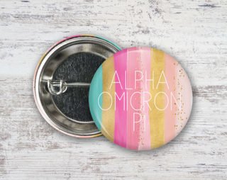 Alpha Omicron Pi Bright Stripes Button