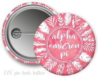 Alpha Omicron Pi Feathers Button