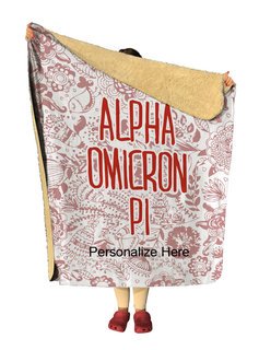 Alpha Omicron Pi Floral Sherpa Lap Blanket