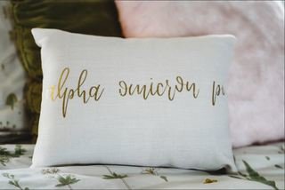 Alpha Omicron Pi Gold Imprint Throw Pillow
