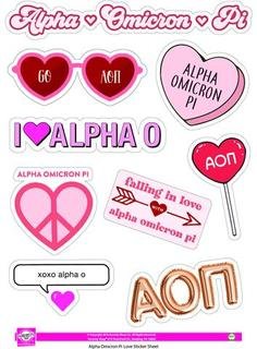 Alpha Omicron Pi Love Theme Stickers