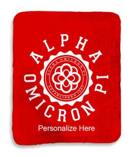 Alpha Omicron Pi Seal Sherpa Lap Blanket